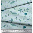 thumbnail image 3 of Soimoi Blue Cotton Duck Fabric Whale & Starfish Ocean Fabric Prints By Yard 44 Inch Wide, 3 of 3