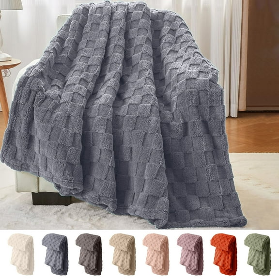 Fleece Throw Blanket for Couch Sofa Bed,Super Soft Cozy Plush Microfiber Flannel Blanket with Stripes Design Lightweight for Adults,Woman,Girls(Blue)