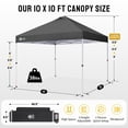 thumbnail image 5 of CROWN SHADES 10x10 Pop Up Canopy Tent with One Push Setup Easy Outdoor Sun Shade for Events, Parties, Camping Grey Grid, 5 of 8