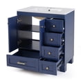 thumbnail image 6 of 30" Navy Blue Bathroom Vanity Combo, Premium Vitreous China Sink, Brushed Gold Hardware, Soft-Closing Storage with Open Shelf, 6 of 14