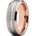 thumbnail image 2 of Metal Masters Mens Tungsten Carbide Wedding Band Ring 8mm Flat Top Brushed Rosetone Pink Comfort-Fit Band 15, 2 of 6