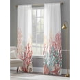 thumbnail image 3 of Summer Marine Life Sheer Curtains 96 Inch Long 2 Panels, Red Green Oceans Corals Shells Starfish Light Filtering Rod Pocket Curtains, Sheer Voile Drapes for Living Room Bedroom, 52"x96", 3 of 8