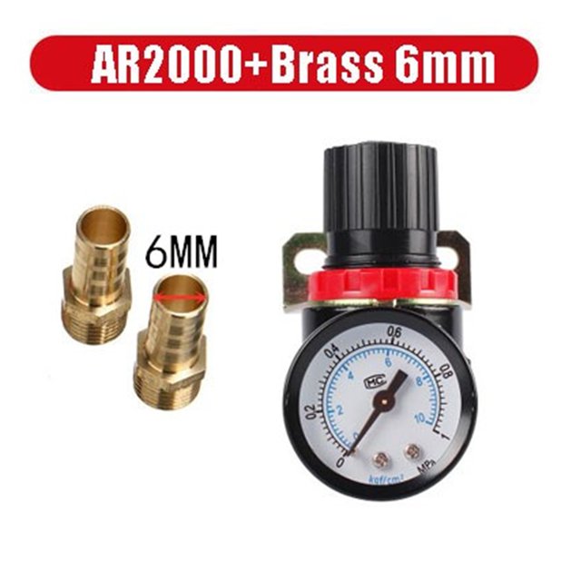 1/4'' Air Pressure Regulator,Control Compressor Pump Gas Regulating Treatment Units with Gauge Adjustable AR2000 ,Long Lasting