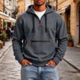 thumbnail image 4 of cllios Half Zip Hoodies for Men with Zippered Front Pocket Drawstring Long Sleeve Casual Hooded Pullover Sweatshirts, 4 of 9