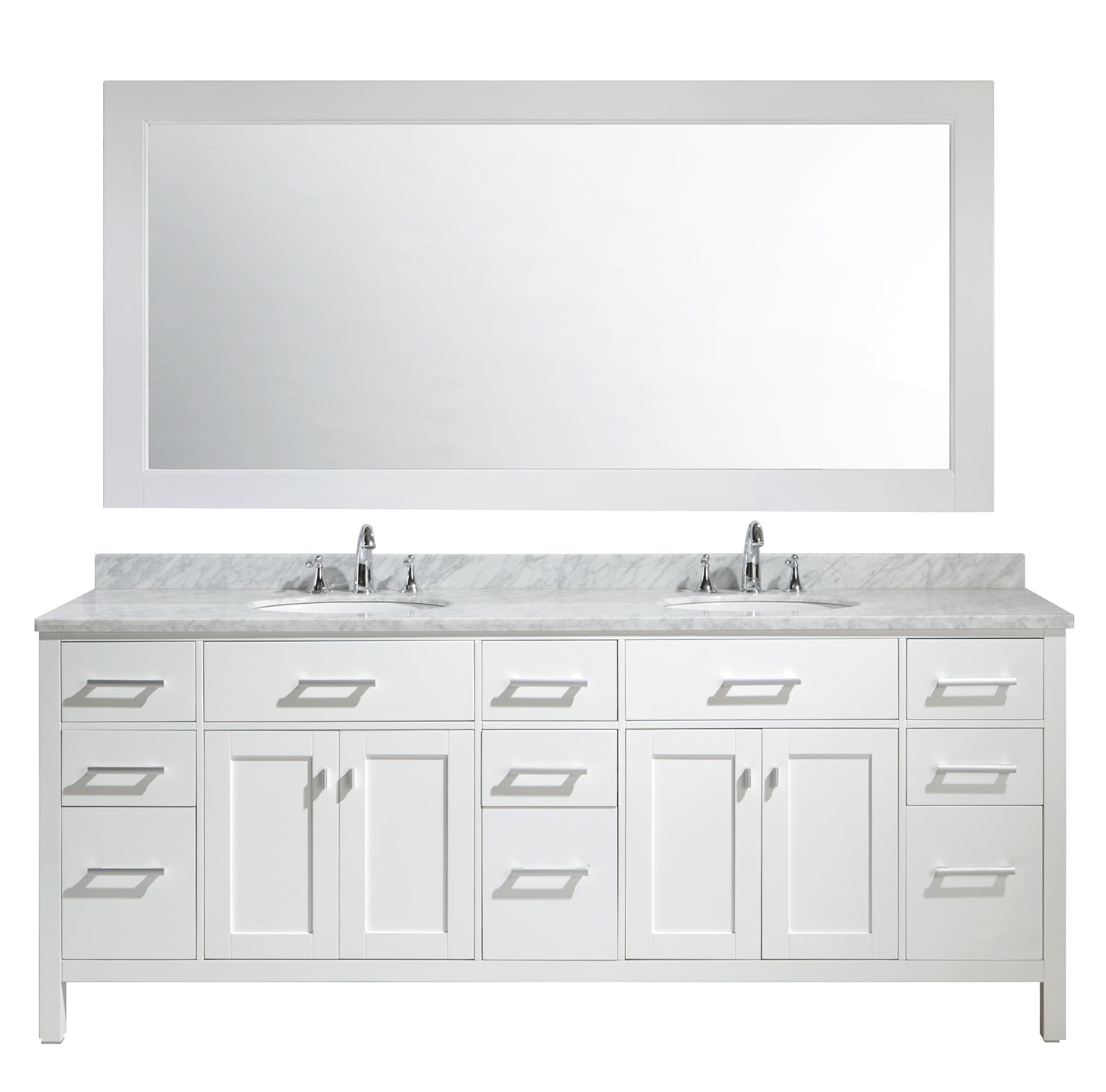 Design Element London 84" Double Sink Bathroom Vanity Set in White with