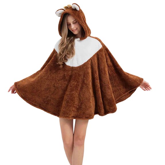 Cute Halloween Christmas Blanket Flannel Halloween Christmas Hoodie, Wearable Soft Hooded Halloween Christmas Cape Cloak for Women Kids Halloween Party