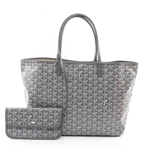 Pre-Owned Goyard Saint Louis PM Tote Bag, Handbag, Coated Canvas and Leather, Women's, Gray...