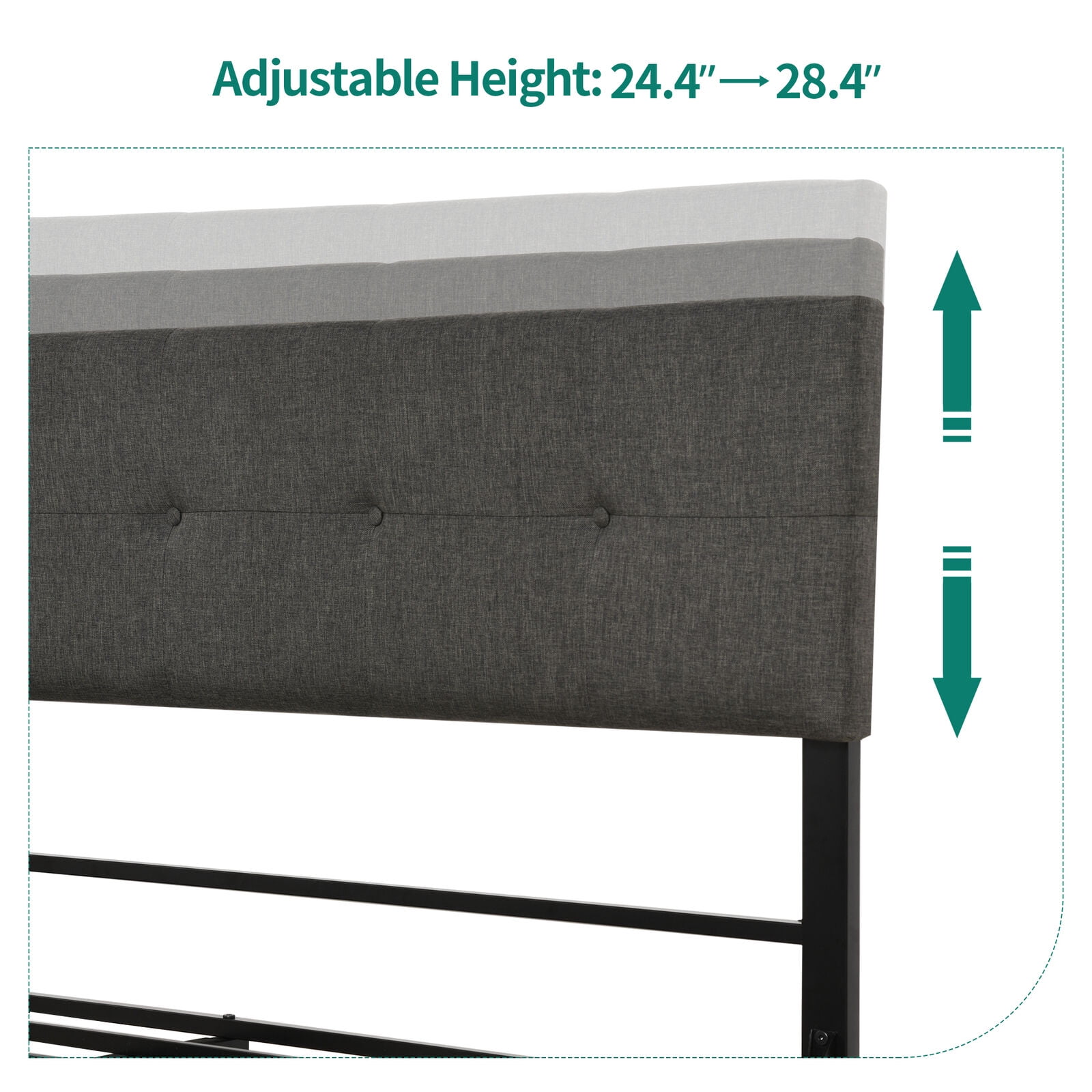 Dextrus Queen Upholstered Platform Bed Frame with Adjustable Headboard, No Box Spring Needed