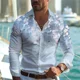 thumbnail image 1 of Camisa de hombre nueva moda con estampado de cadena, cuello con botones, camisa de manga larga, ropa informal de calle de verano de alta calidad, 1 of 6