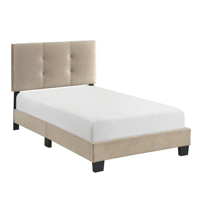 Lexicon Lit Plateforme Simple en Velours Newberry, Brun Pâle