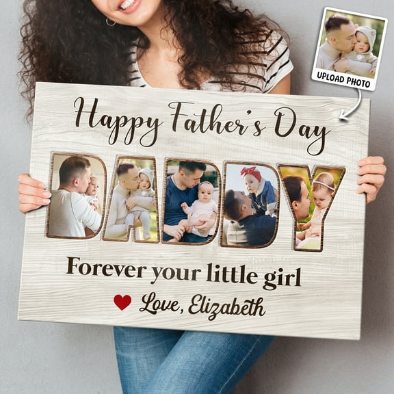 Personalized Dad Canvas Print Custom Photo to Canvas Gift for Father's Day Personalized Wall Art for Home Decor 12x8in 18x12in