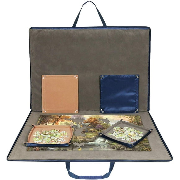 Lavievert 1500 Piece Jigsaw Puzzle Board with Padded Cover, Portable Case with 6 Sorting Trays & Detachable Board, Puzzle Caddy Storage Saver with Non-Slip Surface for A