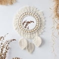 thumbnail image 1 of Espejo de pared colgante – Espejo acrílico decorativo hecho a mano con flecos redondos para apartamento, sala de estar, dormitorio, guardería (hoja), 1 of 5