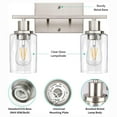 thumbnail image 6 of Senhu 2-Light Bathroom Light Fixtures, Modern Vanity Lights with Clear Glass Shade, Brushed Nickel Bathroom Vanity Light Over Mirror, Living Room, 6 of 9