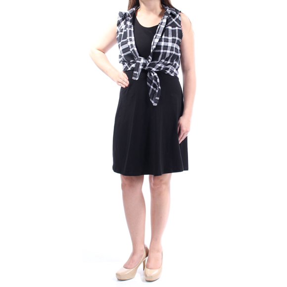 EMERALD SUNDAE Womens Black Sleeveless Above The Knee Sheath Dress M