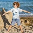 thumbnail image 3 of FORMRS Boys Rash Guard with Short Sleeves UPF 50+ Swim Shirts Sizes 3-12T, Simple Cartoon Snowmen, 3 of 6