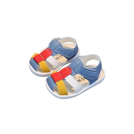

Woobling Unisex Casual Shoes Rubber Soft Sole Summer Sandal Patchwork Flat Sandals Outdoor Flats Comfort Walking Shoe Closed Toe Lightweight Blue 6C