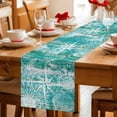 thumbnail image 5 of Summer Coastal Table Runner 70 Inches, Ocean Compass Starfish Shell Conch Blue Green Bed Runner Dresser Scarves Tabletop for Indoor Outdoor Parties/Ceremony/Banquet, 13" x 70", 5 of 9