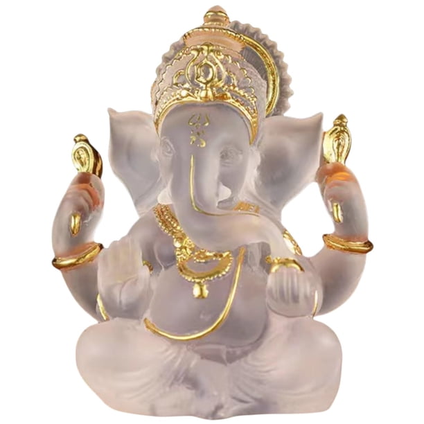 Estatua del Señor del Dios Indio, Esculturas de Buda ídolo de la Estatua del Elefante hindú de Vidrio de limitación Blanca, decoración de la Sala de Yoga de meditación del Templo 5.5"