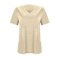 thumbnail image 4 of Women's V Neck Short Sleeve T-Shirt Soft Lightweight Casual Summer Tee Loose Fit Basic Top Spring Outfit Fashion 2025, 4 of 5
