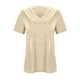 thumbnail image 4 of Nueva camiseta de manga corta con cuello en V para mujer: prenda informal de primavera/verano, poliéster/spandex, diseño fruncido en la cintura, 4 of 5