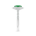 thumbnail image 3 of ANGARA Natural Oval Emerald Trillium Floral Shank Ring in 14K White Gold for Women (Size-7x5mm) | May Birthstone, Birthday, Anniversary, Jewelry Gift for Women | Natural Emerald Ring, 3 of 9