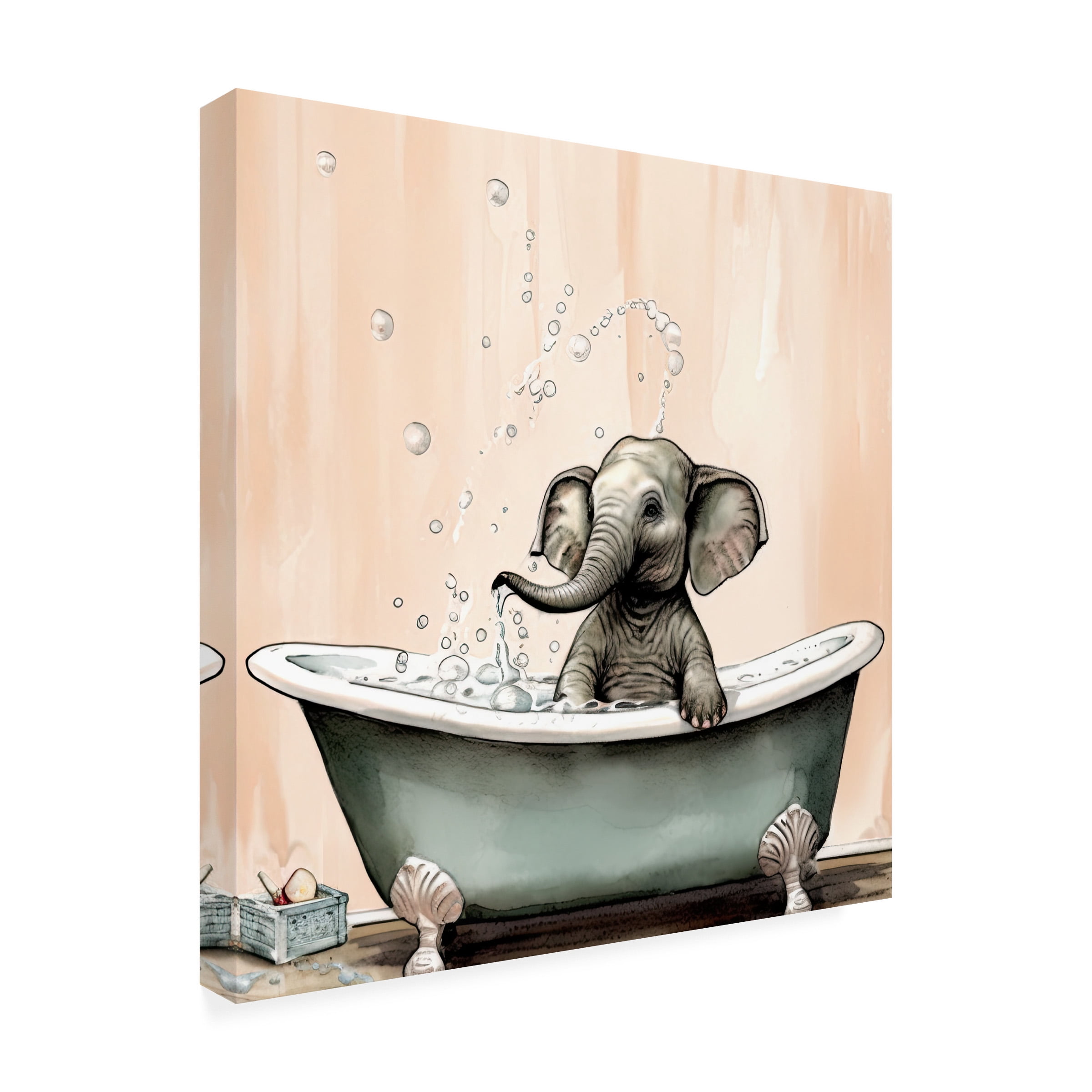 Canvas Wall Art - Sasha 'Bathtime 18' Wall Art for Living Room, Bedroom, or Office DÃ©cor by Trademark Fine Art - 35 x 35 Inches