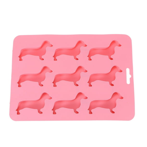 Molde de silicona para cubitos de hielo con forma de perro, color rosa