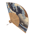 thumbnail image 2 of Japanese Folding Hand Held Fan Vintage Retro Style Kanagawa Sea Waves, 2 of 3