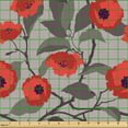 thumbnail image 2 of Ambesonne Poppy Fabric by the Yard Upholstery, Flowers Seasonal Design Retro, 1 Yard, Warm Taupe and Dark Coral, 2 of 5