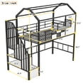 thumbnail image 3 of Bellemave Twin Size House Loft Bed with Stairs, Metal Loft Bed Frame with Storage Shelves, Heavy Duty Low Loft Bed for Bedroom（Black), 3 of 8
