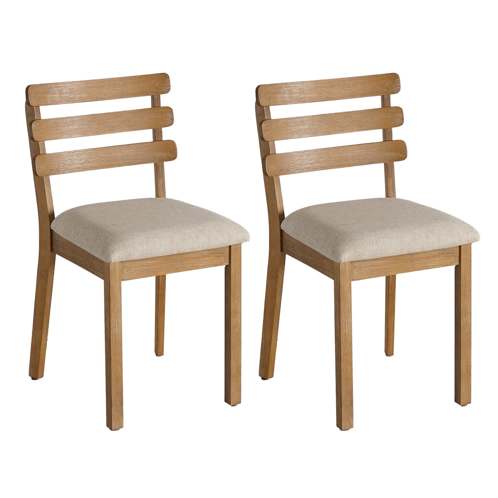 KithKasa medieval modern kitchen dining chair, solid wood dining chair with white cushion
