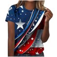 thumbnail image 2 of Cavosen Patriotic Clothes for Women Petite Red White and Blue Short Sleeve Crewneck T Shirts USA Star Striped Graphic Tops Lady XL Patriotic Casual T Shirts Independence Day Tunic Tees, 2 of 5