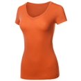 thumbnail image 3 of FashionOutfit Women's Solid Basic Various Colors V-Neck Short Sleeves Top, 3 of 4
