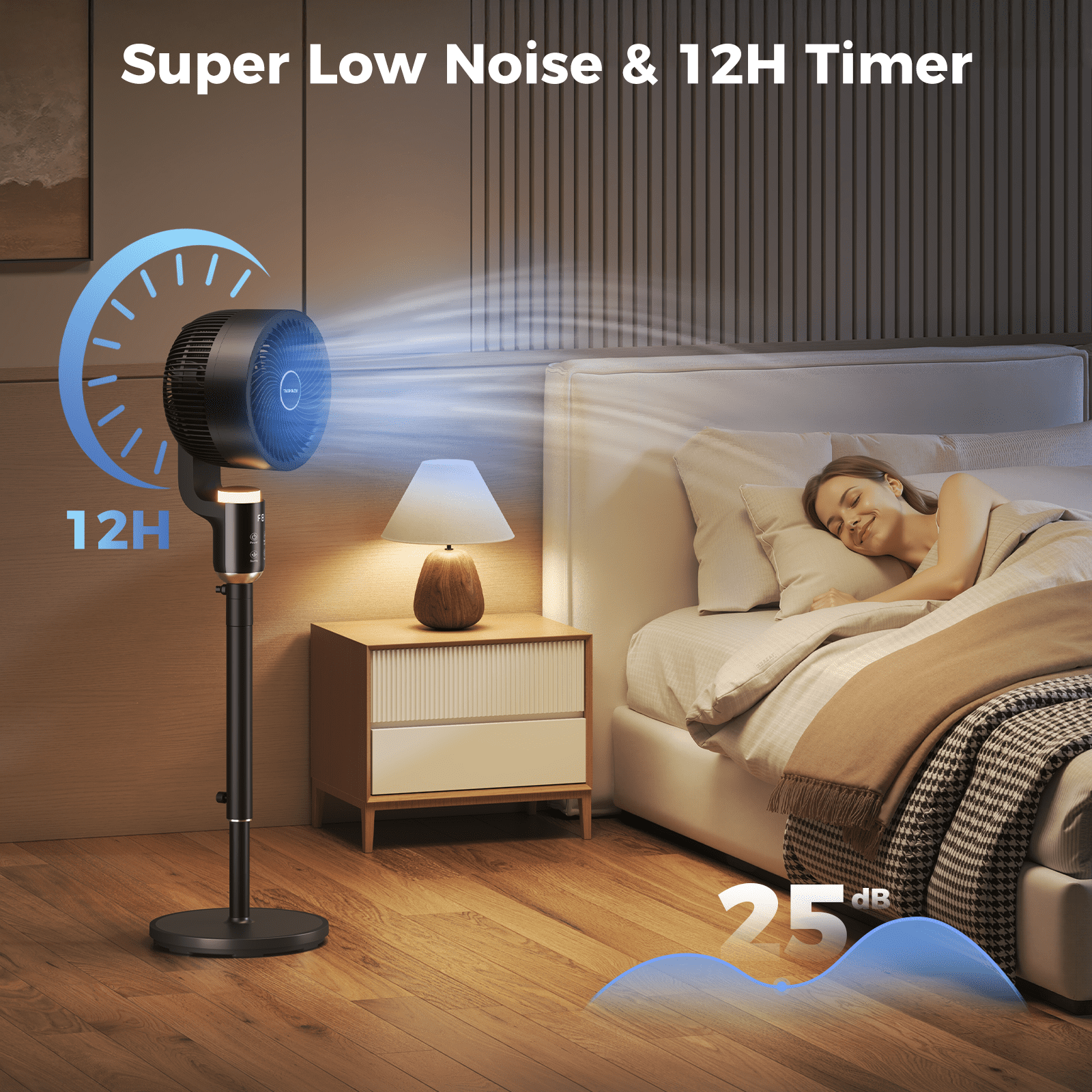 Pedestal Fan for Bedroom, Air Circulator Fans with Remote & RGB Light, 120° Horizontal + 90° Vertical Oscillating, 12 Speeds, 12H Timer, for Home