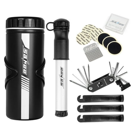 

SAHOO Bike Tool Kits Bicycle Set with Mini Pump 14 in 1 Multi Function Tool Kit 750ml Bike Tool Storage Bottle Case