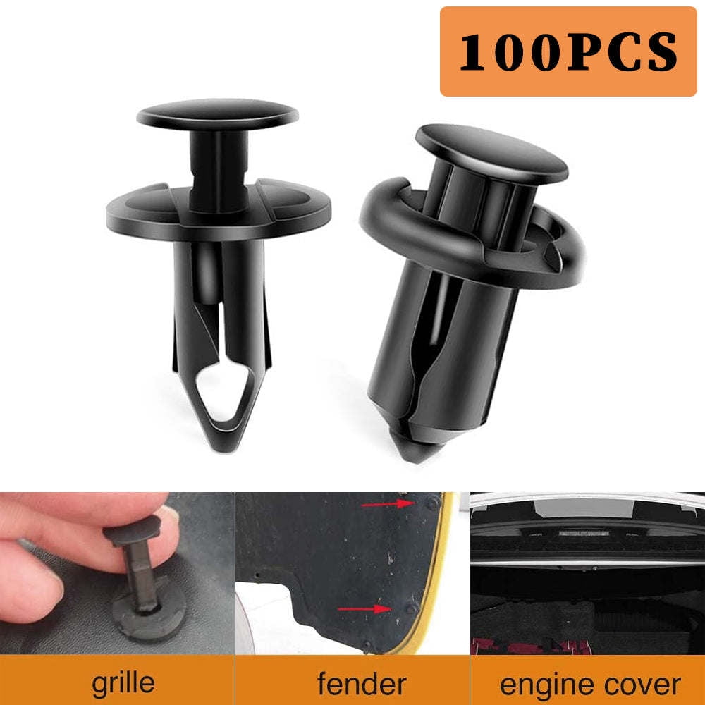 HOMEFUL Car Bumper Clip Plastic Rivets, Universal 8mm 100pcs