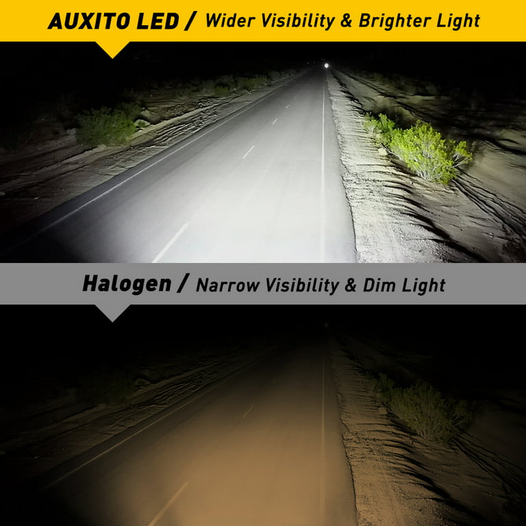 AUXITO 9012 HIR2 LED Headlight Bulb,120W 24000 Lumens, 700% Brighter, 6500K Cool White, Replace Hi/Lo Beam Halogen, Pack of 2