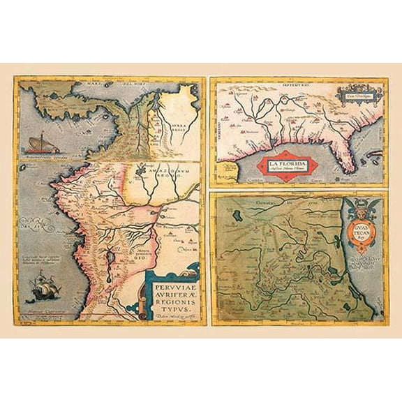 Three Maps-Fine Art Canvas Print (20" x 30")