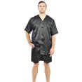 thumbnail image 2 of Up2date Fashion's Men's Satin Short-Sleeve V-Neck Pajama Set with Shorts, 2 of 2