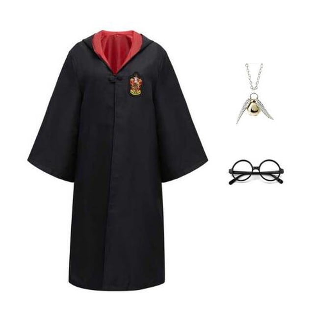 Disfraz de Harry Potter, traje de Hermione, Túnica mágica, corbata, bufanda, varita, gafas, regalo de Harry Potter, ropa de fiesta de Halloween