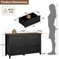 thumbnail image 6 of GIKPAL Dresser and Nightstand 3 Piece Set - Includes Double 6 Drawer Farmhouse Dresser, Nightstand Set of 2 with Charging Station, Vintage Bedroom Set, Black, 6 of 11
