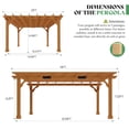 thumbnail image 2 of LUXOAK 12x14 ft Outdoor Wooden Pergola, Large Solid Cedar Wood Pergola Kit with Slatted Roof Design, Heavy-Duty Frame for Backyard, Red-Brown, 2 of 9