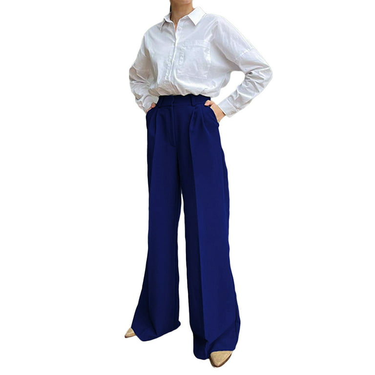 PANTS WITH A HIGH WAIST  High waisted pants outfit, Blue trousers outfit, High  waisted trousers