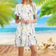 thumbnail image 1 of Puntoco Vestido De Manga Corta Para Mujer Vestido De Cuello Redondo Con Estampado Floral Blanco L,Regalos Para Mujer Joven, 1 of 6