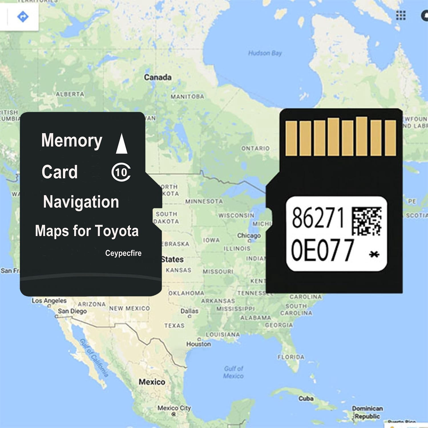 Ceypecfire Latest Navigation SD Card Version 86271 0E077 Fit for Toyota 4Runner Avalon Camry Corolla Highlander Mirai Prius Sequoia Sienna Tacoma Tundra Venza Rav4 Sync USA/Canada Maps