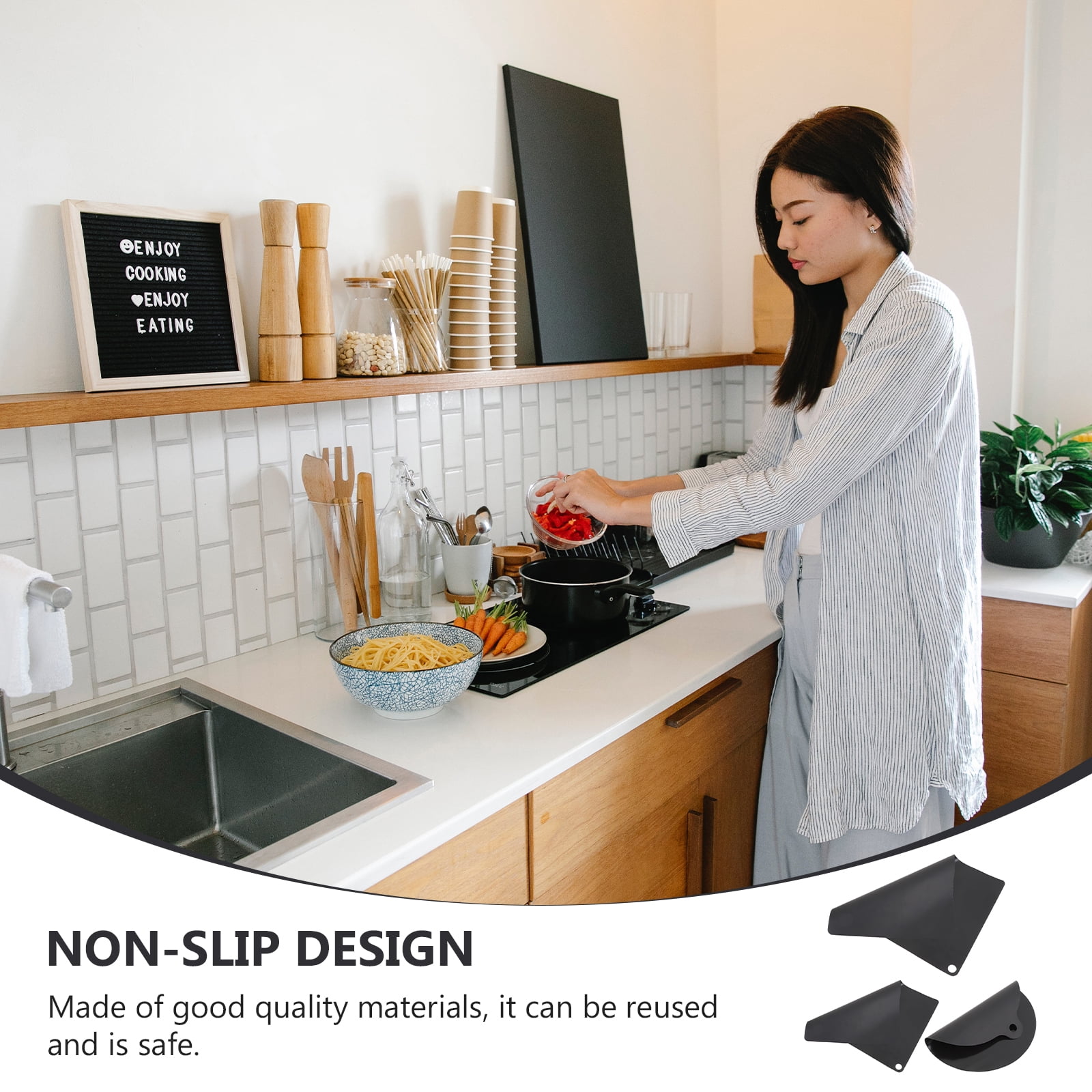 Frcolor 3pcs Induction Cooktop Mat Reusable Countertop Mat Induction Cooker Pad Cooking Pad