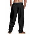 thumbnail image 3 of TANBOM Men's Casual Drawstring Loose Wide Leg Linen Pants, Black, 1-Pack, 3XL, 3 of 3