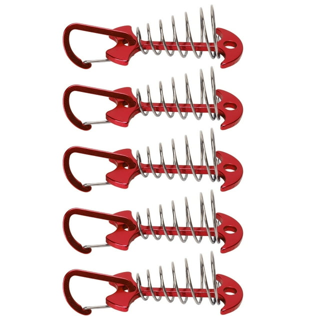 Tent Stakes, 5pcs Tent Fixing Anchor Pegs Spring Buckle Adjustable Easy Installation For Traveling Blue,Red